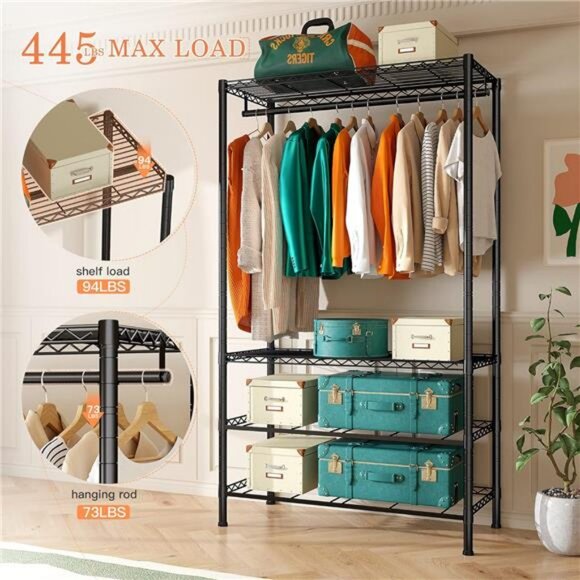 Clothes Rack, Clothing Racks for Hanging Clothes Rack Heavy Duty Clothing Rack - Picture 3 of 7